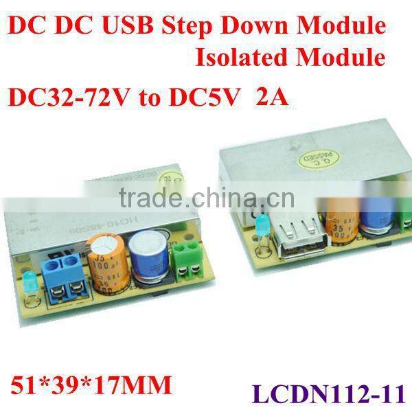 dc dc isolated buck module step down converter 32-72v 36v 48v to 5v 2A voltage regulator 100W