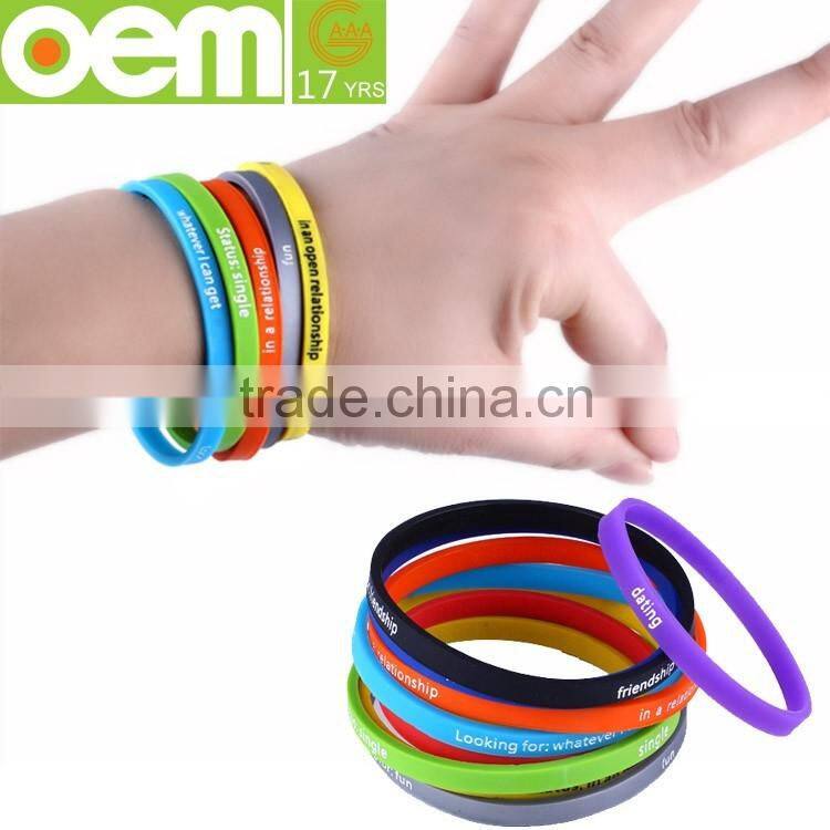 factory direct sales wonderful attractive silicone bracelet ,soft silicone wristband,thin silicone bracelet