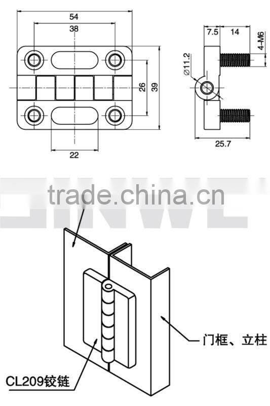 chrome plating zinc flat Industrial cabinet door hinge with nut
