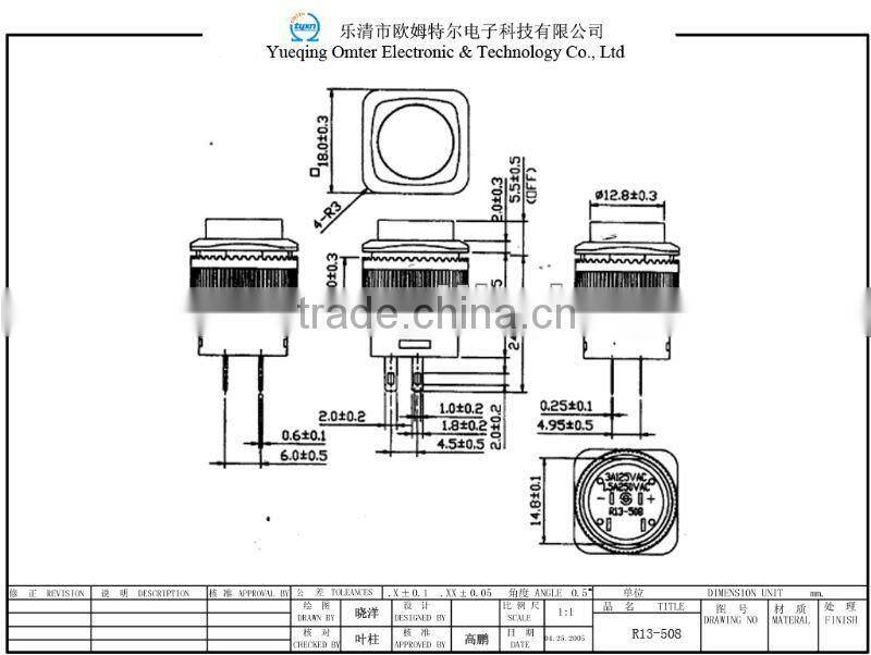 R13-508BL-R electrical push button switch
