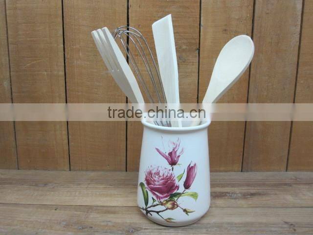 Kitchen condiment spice jar set with wood stand