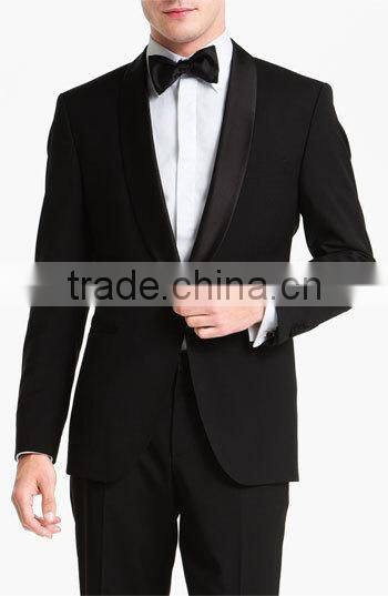 2014 Top Quality 100% wool black wedding men suit