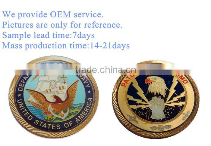 customized double faced souvenir metal coin with a eagle pattern