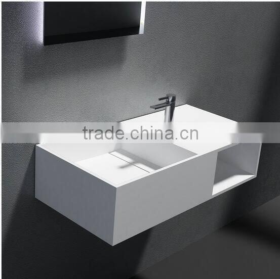 Solid Surface freestanding wash hand basin with tap , Stone Resin Wash Basin, wall hung wash basin
