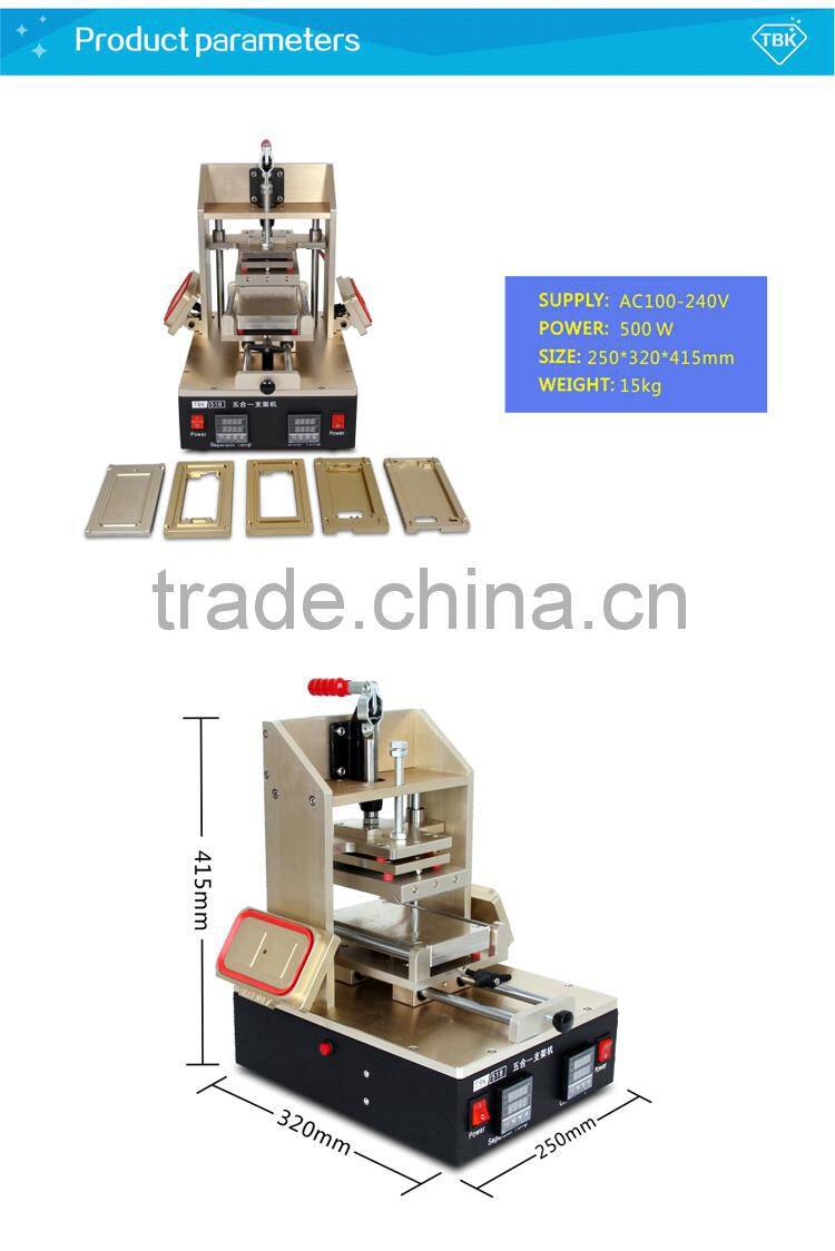 5 1n 1 Machine = iphone Middle Bezel Splite + iPhone Frame Laminator + Vacuum LCD Screen Separator + Glue Remover + Preheater