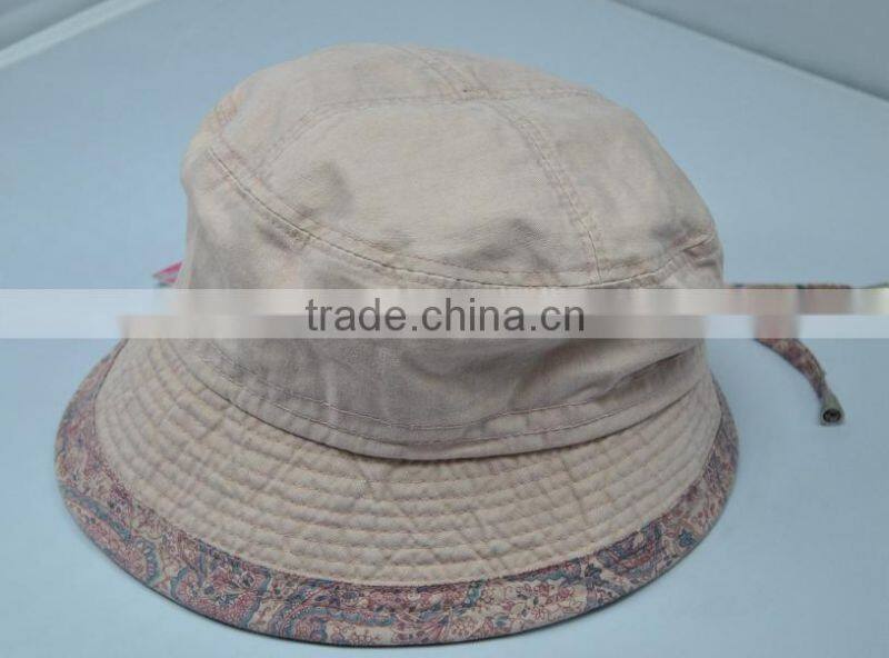 fashion cotton embroidered checked bucket hat