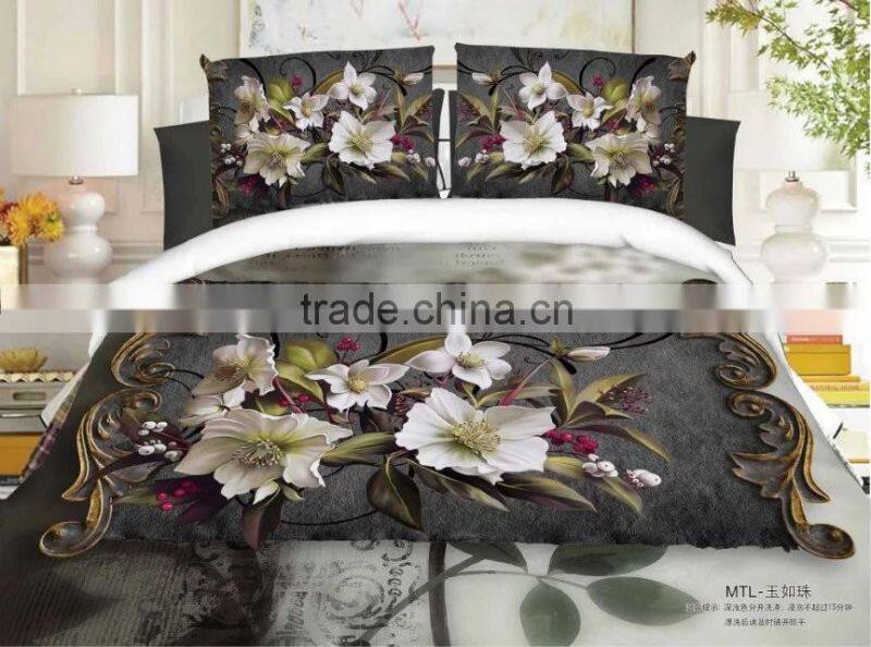 3D Print Flowers Roses Bedding Set Quilt Cover black Ground Bedsheet Pillowcase