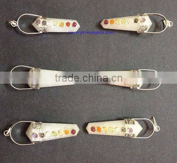 White Agate Chakra Pendants Double Points