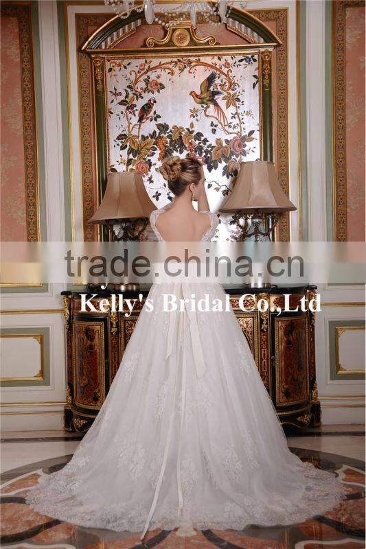 New fashion simple casual short sleeve bridal wedding dress