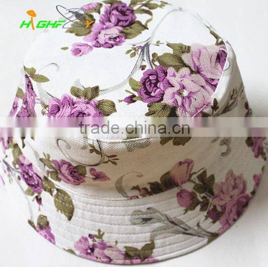 wholesale/ high quality 100%contton customize floral printed fisherman cap/ bucket cap for women