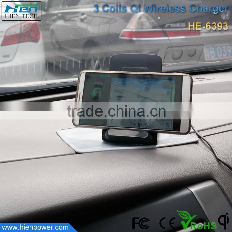 2016 hot sale product phone holder design 3 coil qi wireless charger stand from China factory