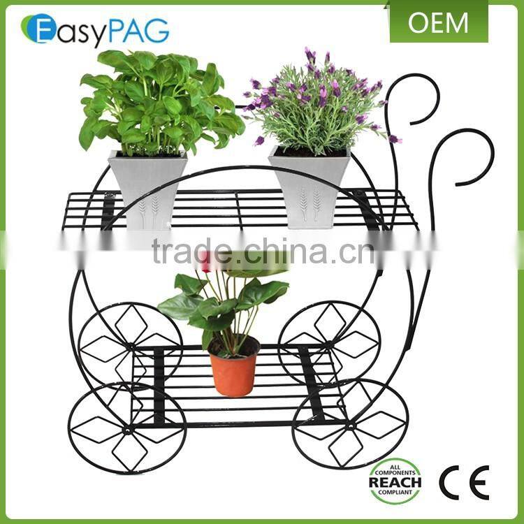 Decorative outdoor garden iron metal wire black corner flower stand