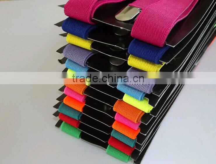 Mens Womens Candy color Clip-on Suspenders Elastic Y-Shape Adjustable Braces Solids