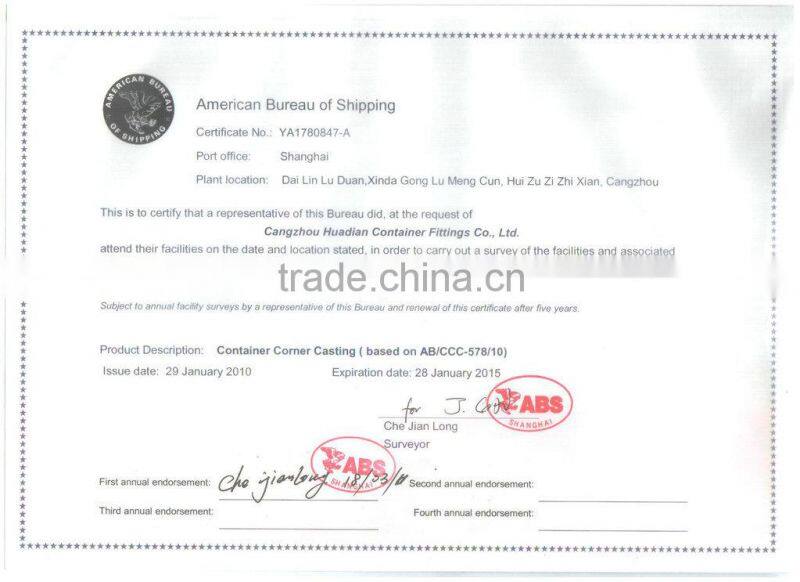 Standard Shipping Container corner fitting tradespeople