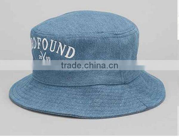 2014 Hot Sale Embroidery Jeans Style navy blue Bucket Hat