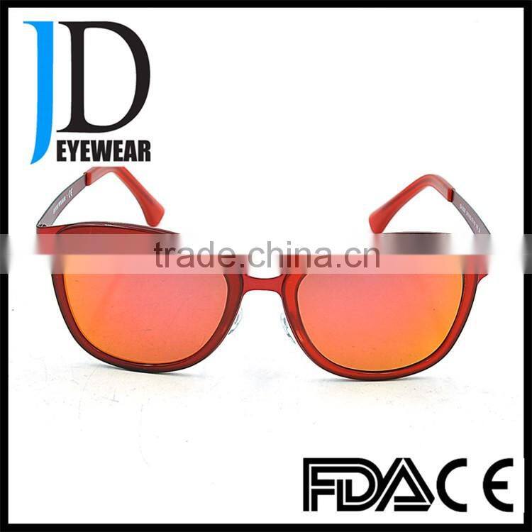 high end red color metal acetate mixed sunglasses luxury mirror lens female sunglasses