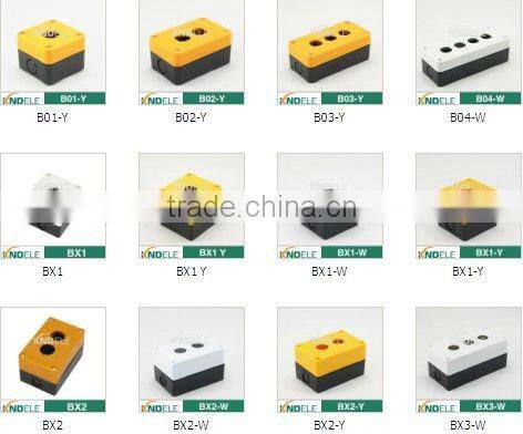 push button plastic station electrical control box four hole yellow and black BX4-Y