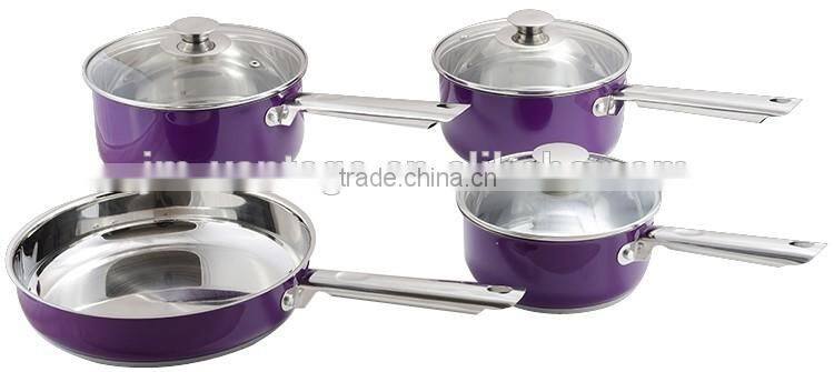 Hot item red color 7pcs cookware set stainless steel cookware kitchen ware set