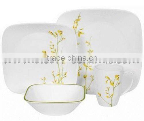 20pcs Square Shape White Dinnerware Service Sets Ceramic