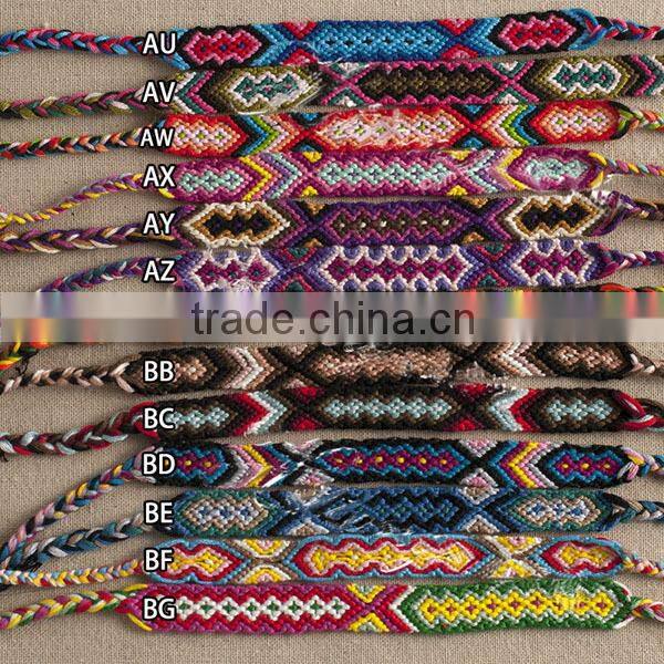 2015 summer fashion cotton string bracelet ,different colorful pattern bracelet braided bracelet