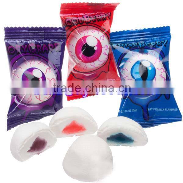 Round marshmallow candy center filled fruit jam