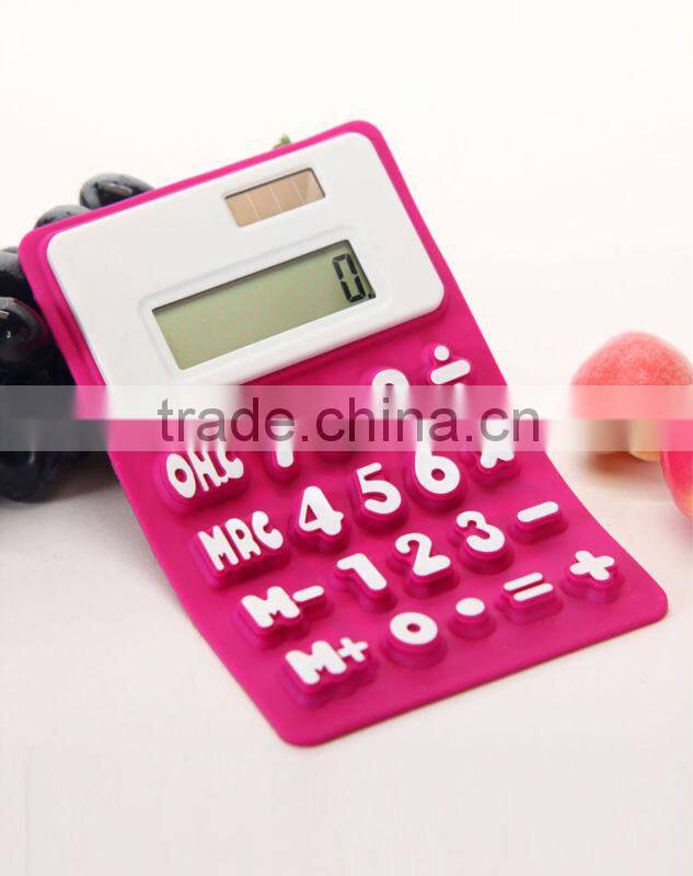 office&business promotional gifts silica gel 8 Digits waterproof Solar flexible Silicone soft rubber calculator