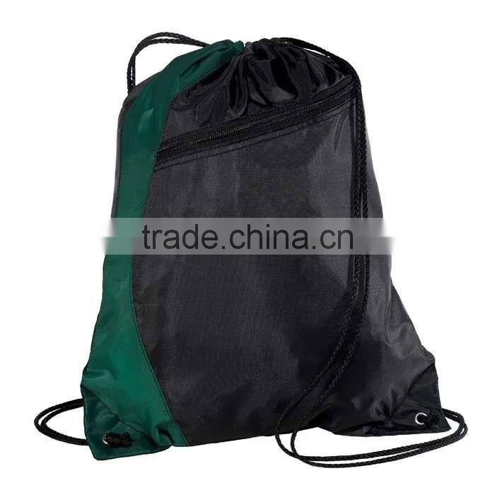 210D Polyester Colorblock Drawstring Backpack