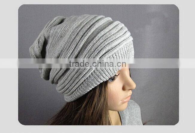 Hot Fashion New Unisex Mens Womens Winter Knit Plicate Slouch Cap Hat Knitted Skullies Beanies Casual Black/Gray/Coffee