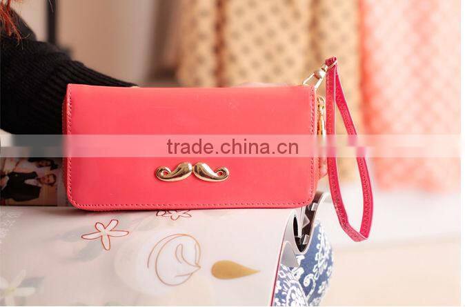 New Women's Wallets Brand High Quality Mustache Purse Clutch Wallets Lady Coin Purse Cards Holder Solid