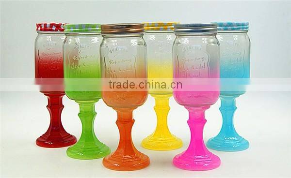 Glass Mason Jar Mugs with metal Lid and Straws