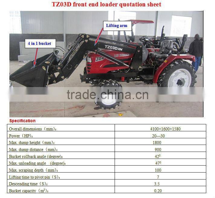 100hp tractor with front loader 4 in 1 bucket