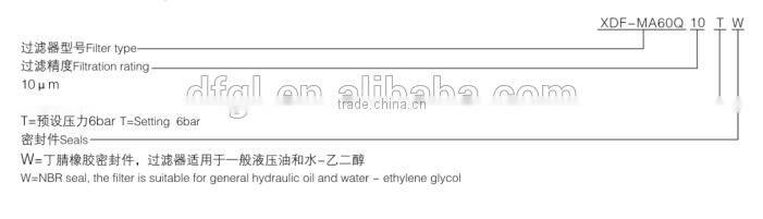 XDF-MA60Q-10 Medium Pressure Line Hydraulic Pilot Filter For Agricultural Tractor