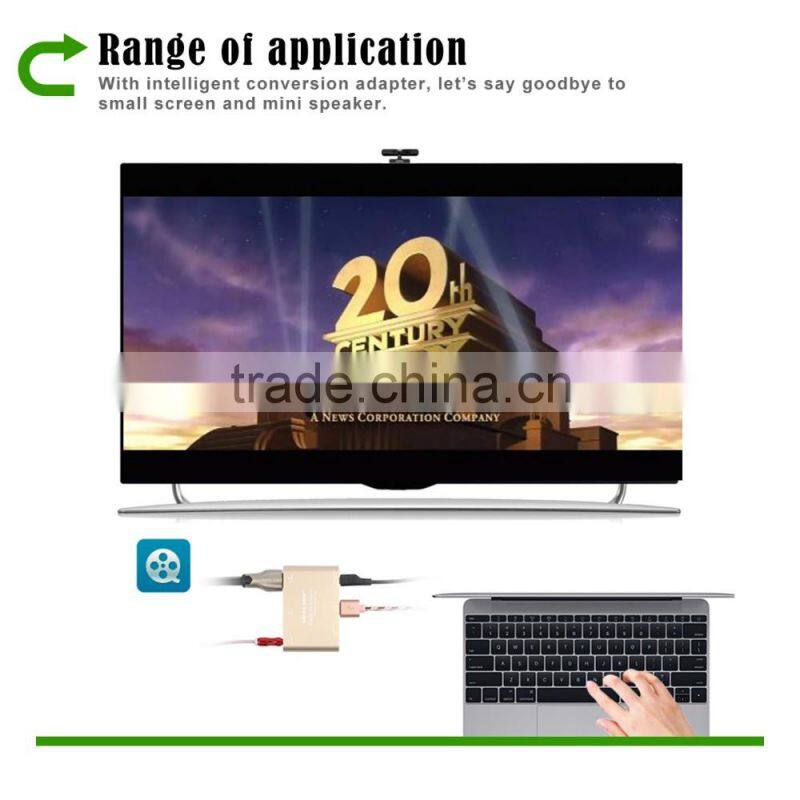 Voxlink Digital AV Adapter With VGA+Audio Dual Display Converter Power Silver/ Golden/ Gray