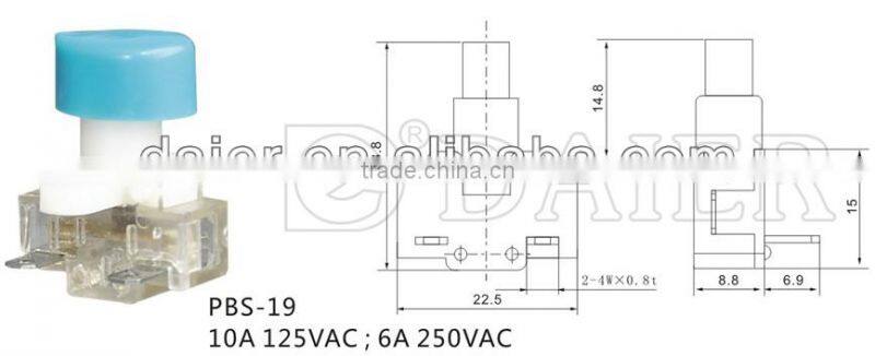PBS-19 push switch with blue cap
