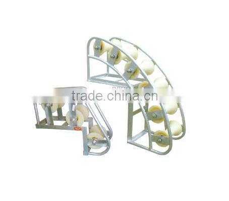 Pithead cable roller, cable protection pulley with multiple wheels