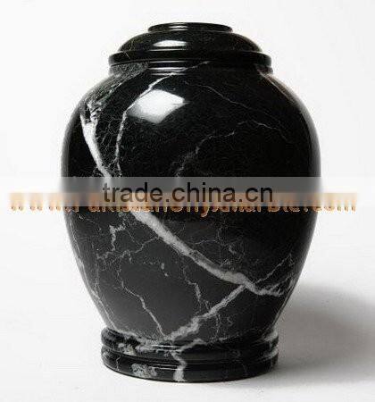 NATURAL STONE BLACK ZEBRA MARBLE URNS