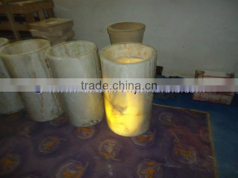 Long Life Best Salling BACKLIT ONYX PEDESTALS SINKS