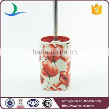 Red flower promotional gifts ceramic square bathroom set