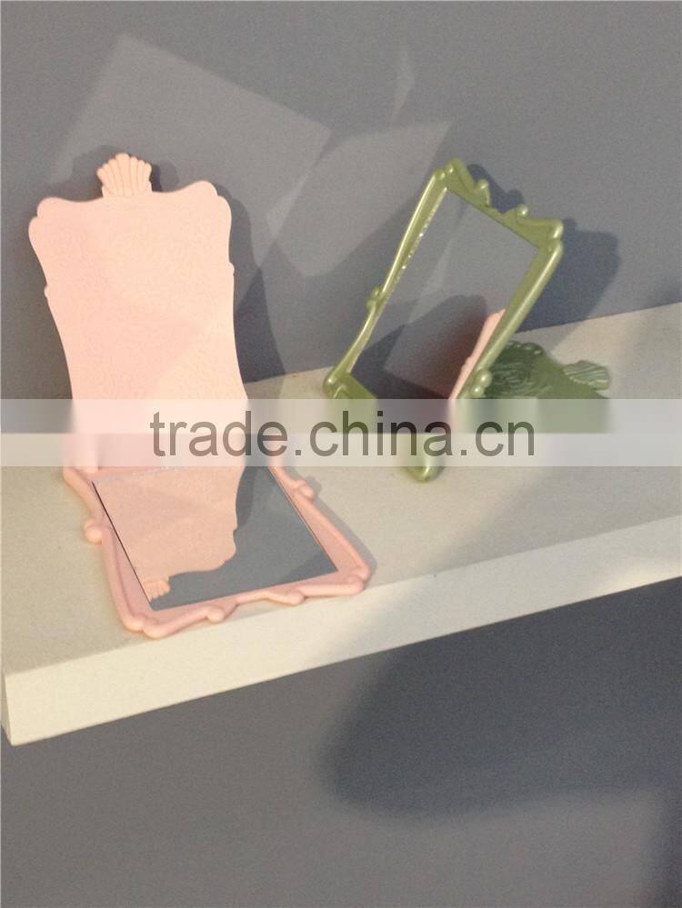 Plastic Mini Pocket Girl Makeup Compact Cosmetic Mirror With Rose Line