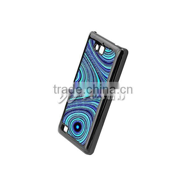 Guangzhou 2D Sublimation Custom Printed Black Color Silicone Plastic Phone Case With Aluminum Sheet For Huawei Honor 3C