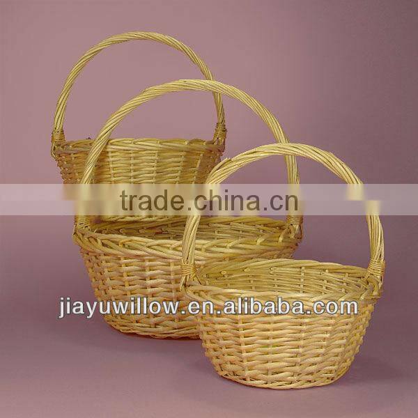 Round water hyacinth food basket with handle for Christmas
