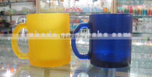 New arrived color focus wholesale glass coffee mug wtih color