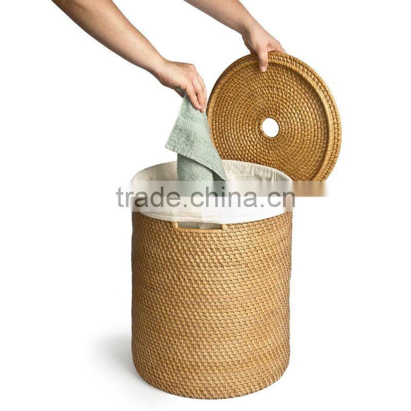 Hand Woven Rattan Laundry Hamper, Natural