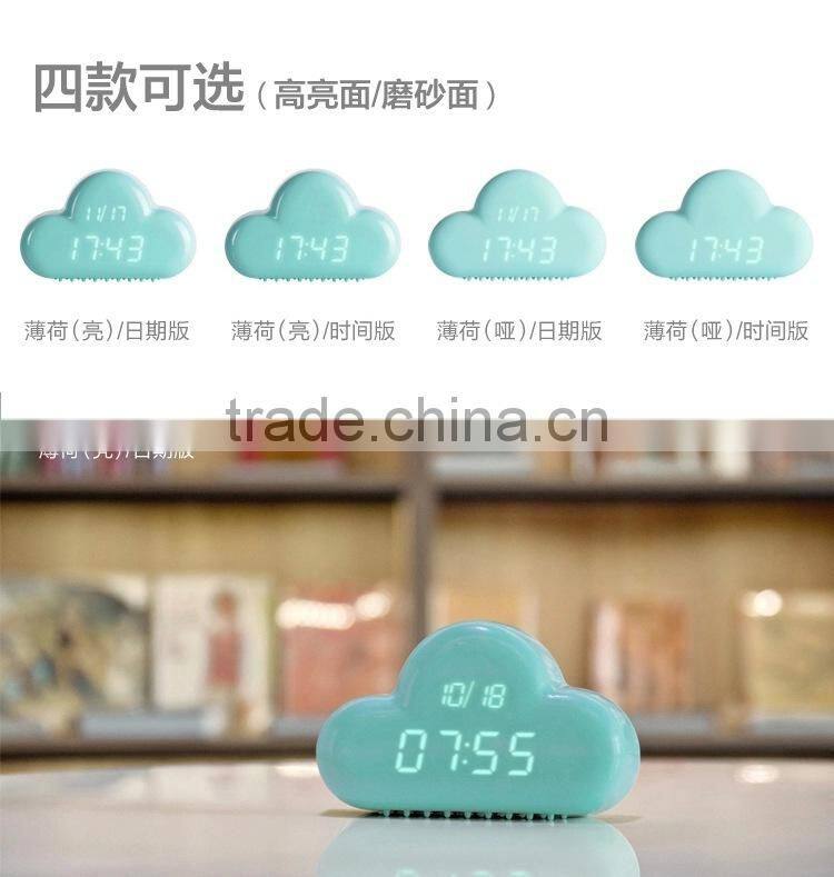 Ultra Mute voice control Snooze Bedside clock clouds shape alarm clock led digital calendar display wall clock