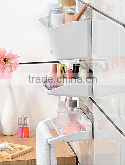 Wholesale Stock Multifunction Kitchen Bathroom No Mark Sticky 3 in 1 Plastic Storage Rack