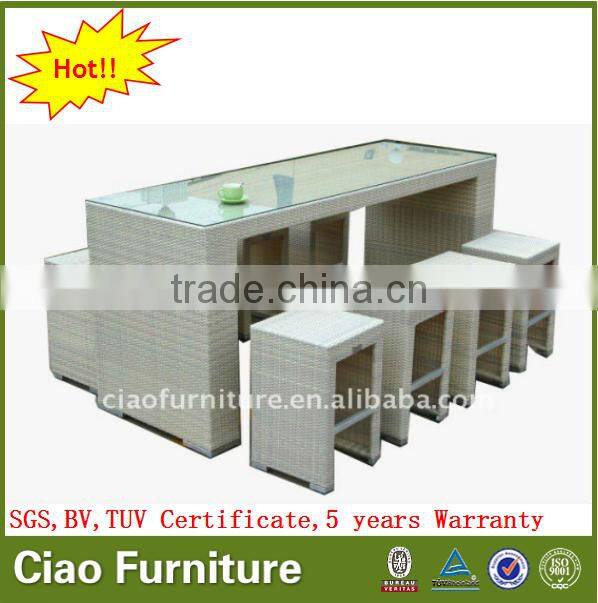 Wicker long bar table rattan outdoor bar stool