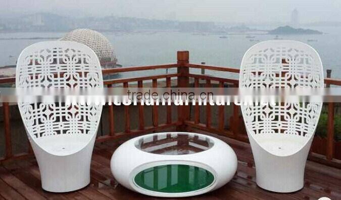 Corian &wood made round coffee table side table