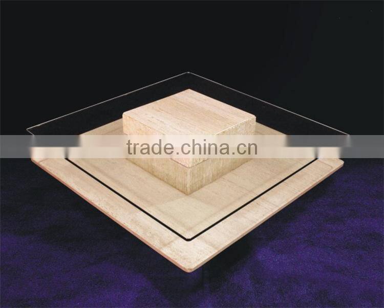 Modern Travertine With Movable Glass Surface Tea Table