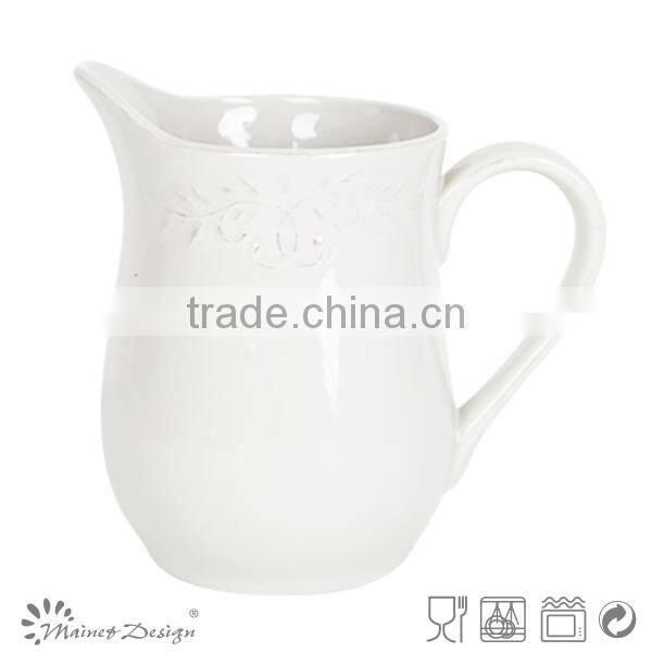 2015 Delicate White Emboss Crockery Stoneware Houseware dots pattern Pitcher