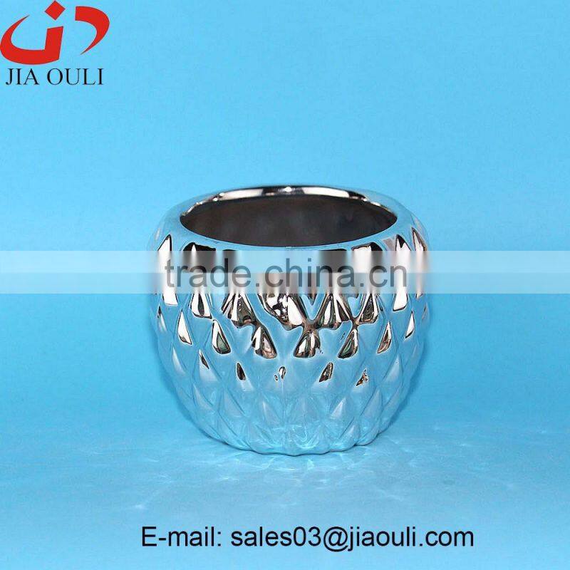 MINI pineapple shape plating silver garden pots ceramic, nursery pots